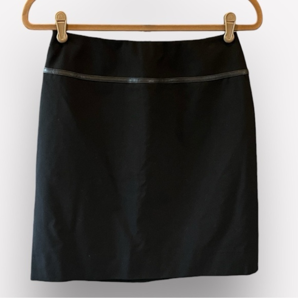 🥑 INC International Concepts black pencil mini skirt leather trim size 4